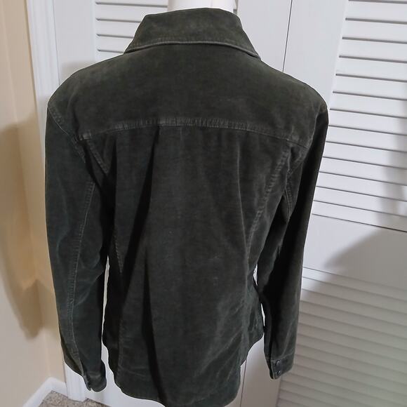 Chico's 1(US 8/10) Olive Green Stretch Corduroy Button-Up Jacket Cotton/Spandex - Picture 11 of 16